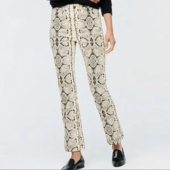 J Crew ~new ~Kickout Crop High Rise Pants in Green Snakeskin size 28 - Picture 1 of 16